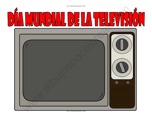 Día Mundial de la Televisión dibujo a color y para colorear